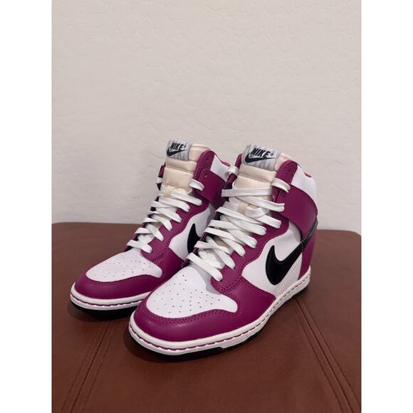 RARE 2013 Nike Dunk Sky Hi Bright Magenta Sneakers 528899-502 Wedge Women’s 7.5 - Picture 9 of 14